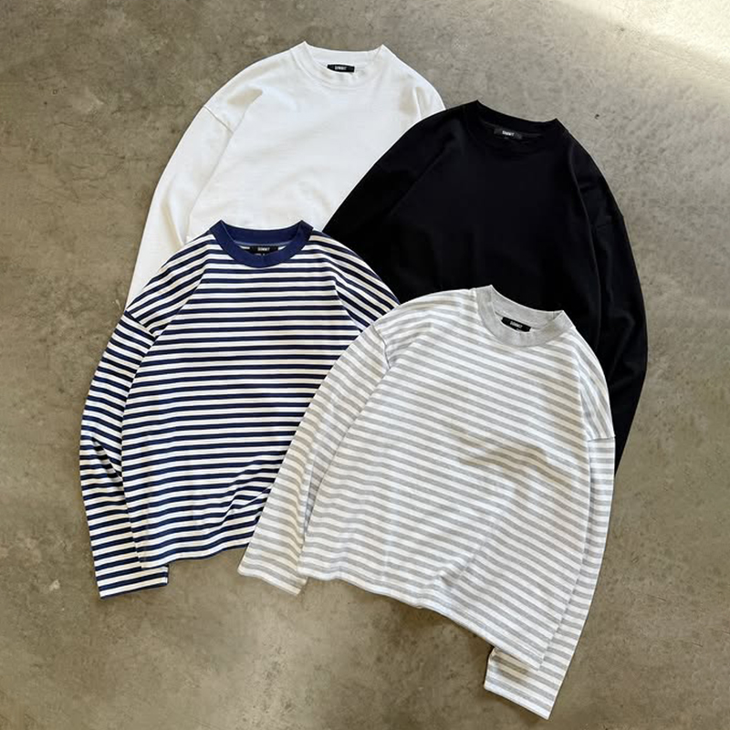 clothing factory cotton pinstripe cotton long sleeve t-shirt cotton long sleeve t-shirt